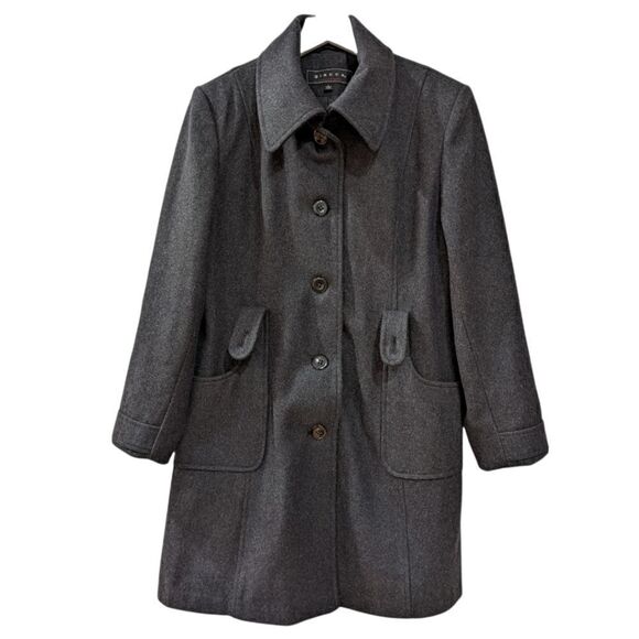 Giacca Women's Charcoal Grey Buttoned Wool Coat Size L - Picture 1 of 10